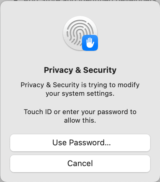 Підтвердження паролем або Touch ID на macOS